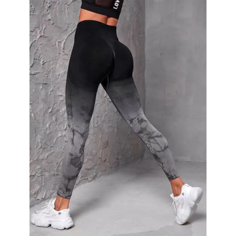 Leggings senza cuciture pantaloni da Yoga donna Push Up sport Fitness Joggings gradiente vita alta allenamento in palestra Scrunch Butt Leggings da