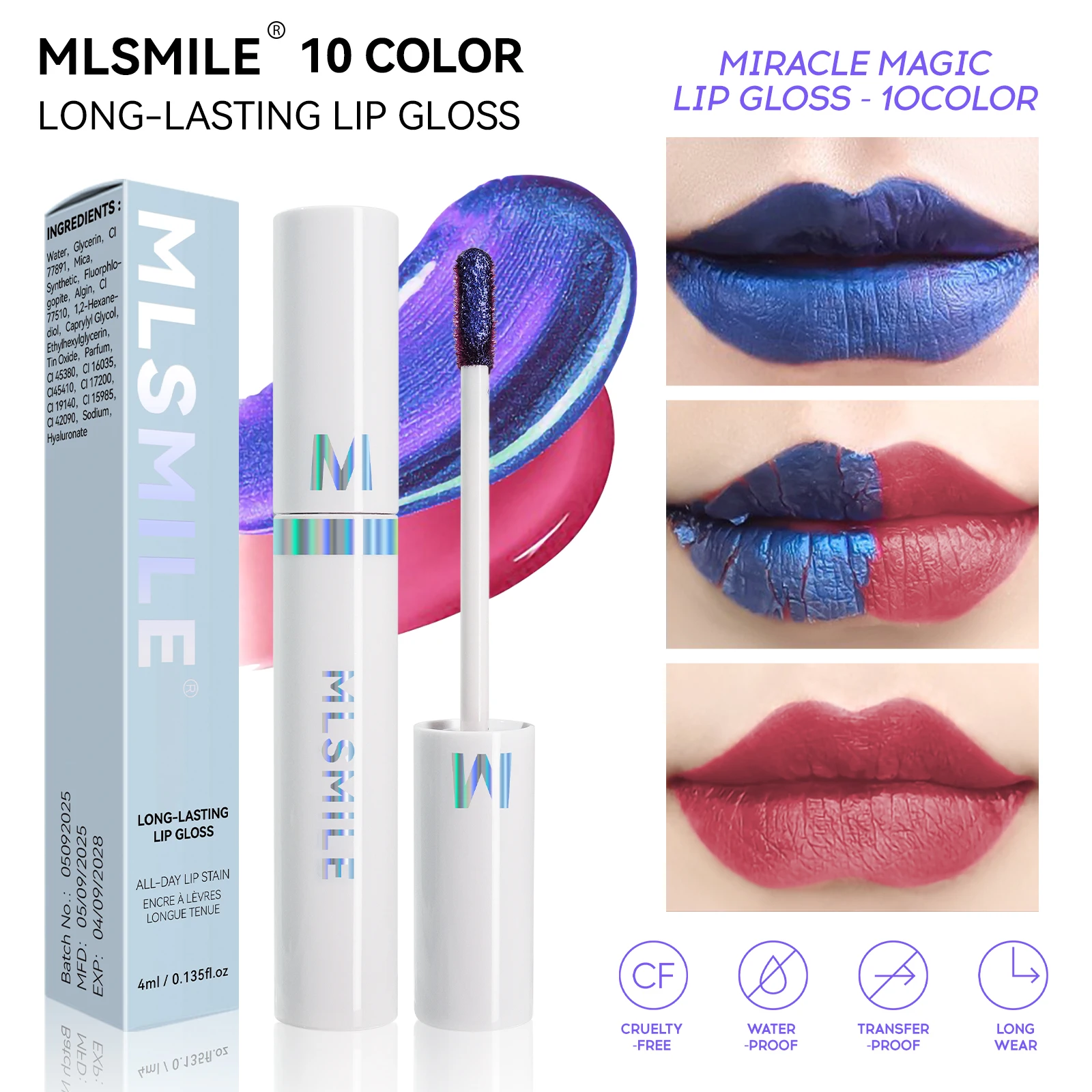 

MLSMILE Women's Lip Glaze Cosplay Gloss Party Makeup Products Lasting Lips Glosses Skin-Friendly 2025 New
