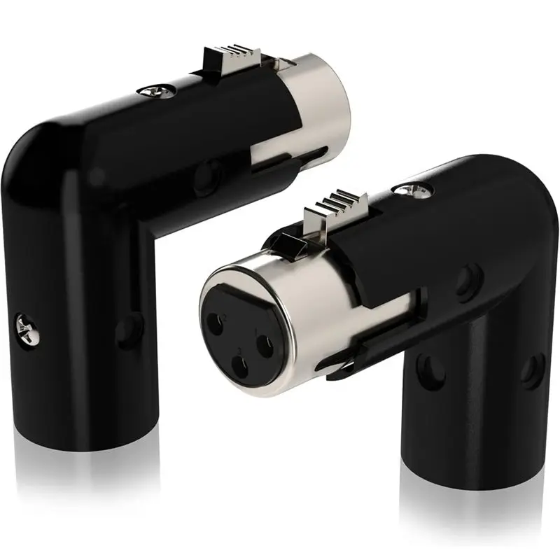 A31T 4Pcs 3Pin XLR Angle Adapter Adjustable Male to Female XLR 90 Degree Adapter 3-Pin Nickel Plating Connector for Audio