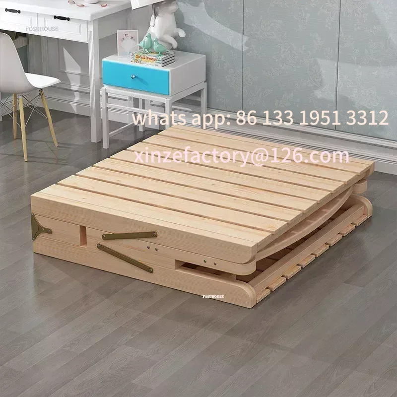 

Customizable Solid Wood Folding Bed For Bedroom Hard Board Widened Bed End Folding Beds Creative Minimalist Design Beds For Comp
