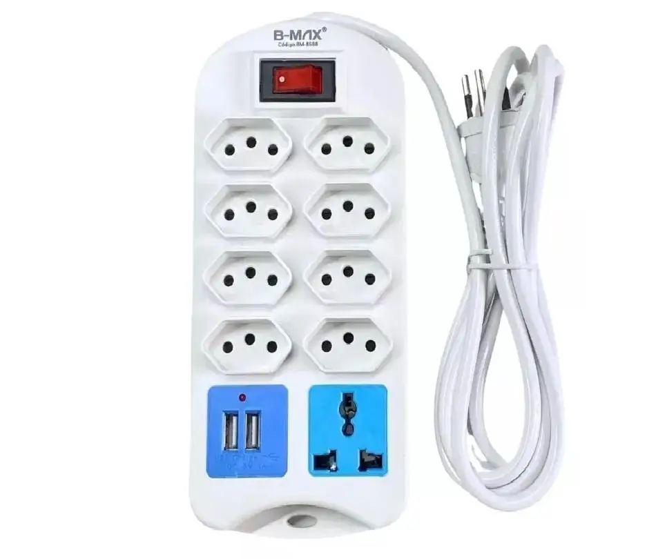 Electric Extension Ruler 9 Sockets With 2 Usb and 2 Meters Cable