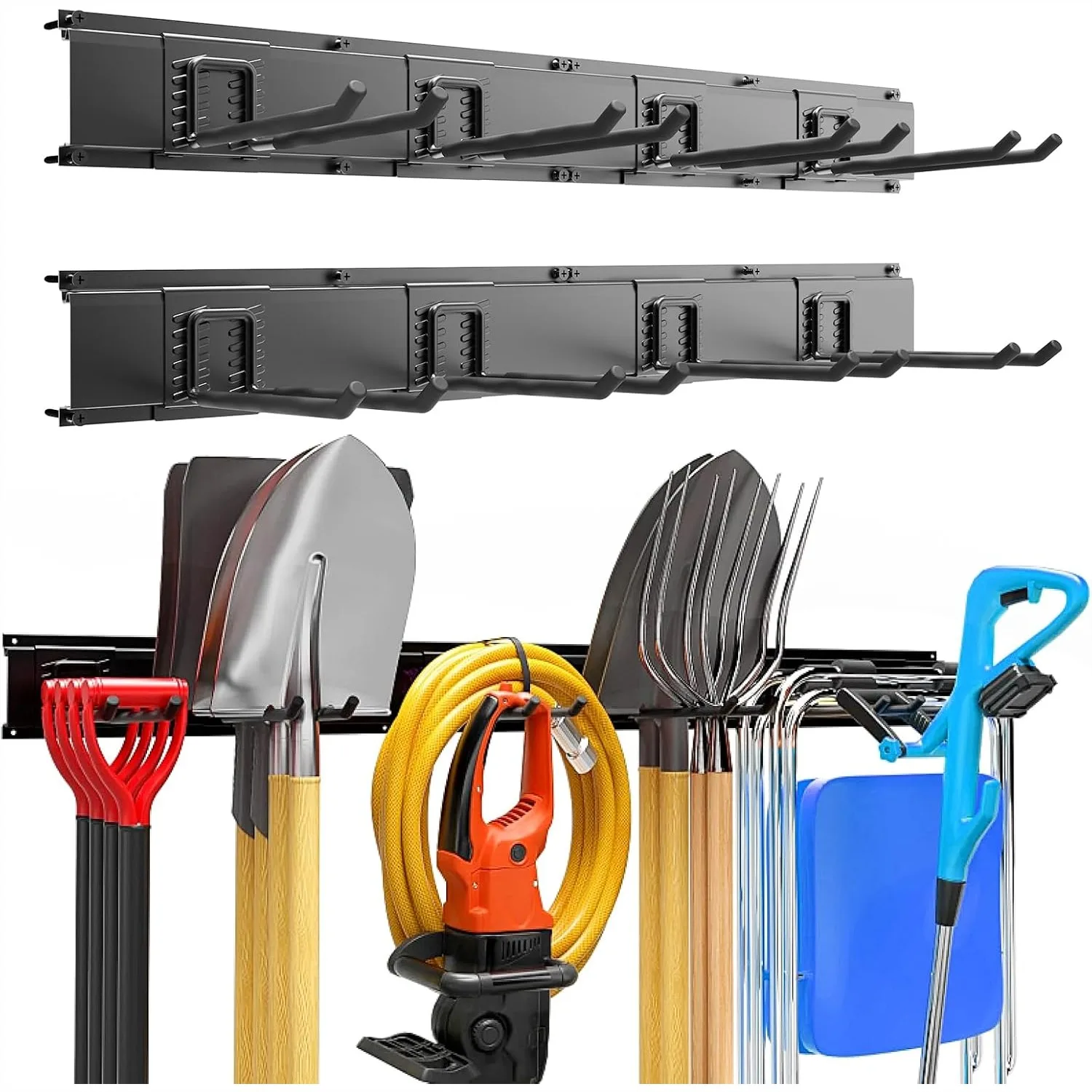 

Heavy Duty Garage Tool Organizer Wall Mount, 64 Inch Storage Rack for Shovels, Rakes, and Folding Chairs, Max Load 440lb