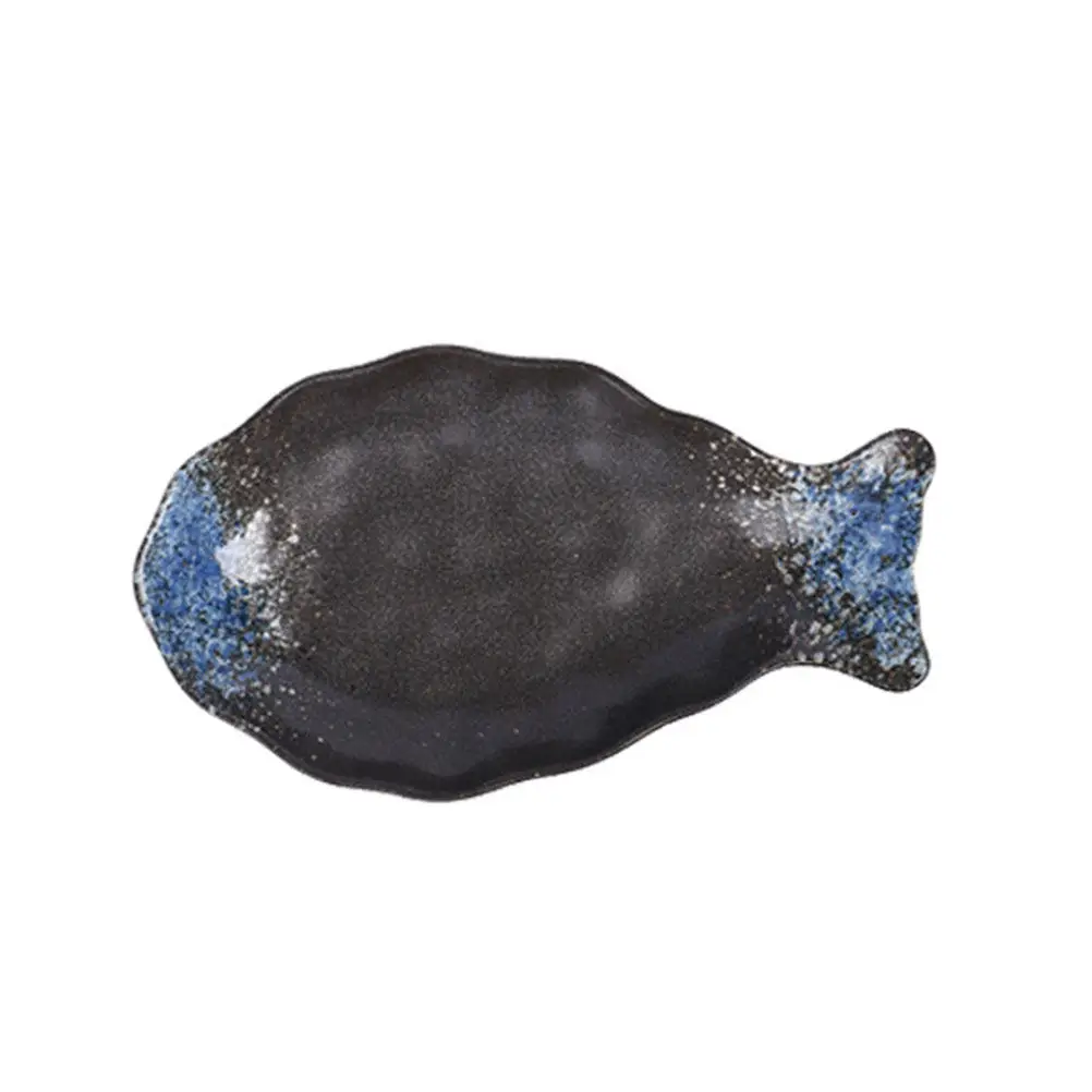 

Fish Shaped Ceramic Steaming Plate Multi Purpose Serving Platter for Home Restaurant Sushi Grilled Fish Decorative Dinner Plate