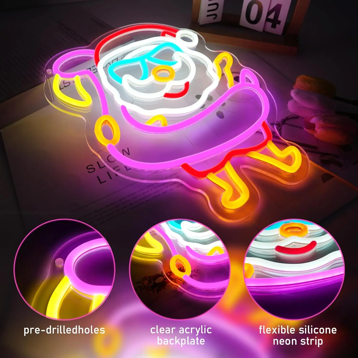 فلامنغو سانتا كلوز ضوء النيون تسجيل USB عكس الضوء LED النيون تسجيل لغرفة النوم غرف معيشة نادي بار رجل الكهف هدايا الحفلات جدار ديكور