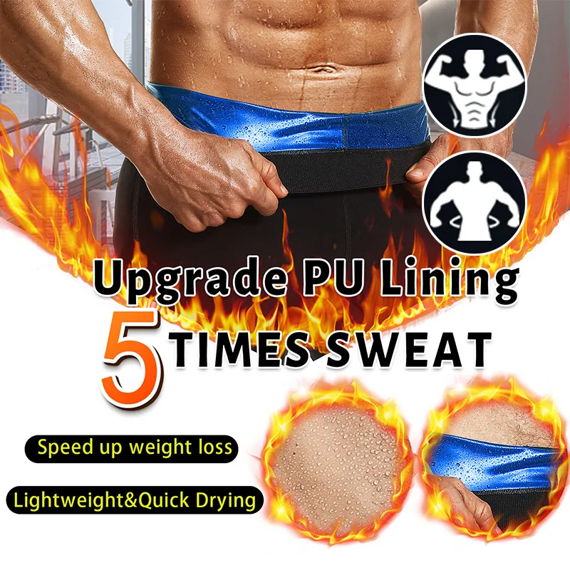 Męskie spodenki do sauny, krótkie, termoaktywne legginsy do sauny, kompresyjne spodnie z wysokim stanem, modelujące sylwetkę, kombinezony do sauny.