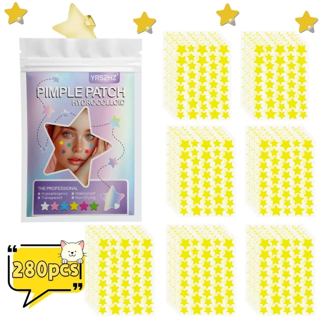 280 pieces of multi-color star acne patches, facial acne patches, concealer acne patches, and pimples patches, ultra-thin
