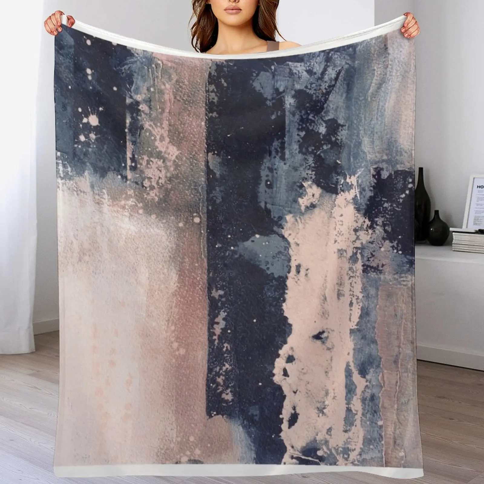 

Horizontal pink navy Throw Blanket Luxurious Soft Fuzzy Blanket for Sofa Bed