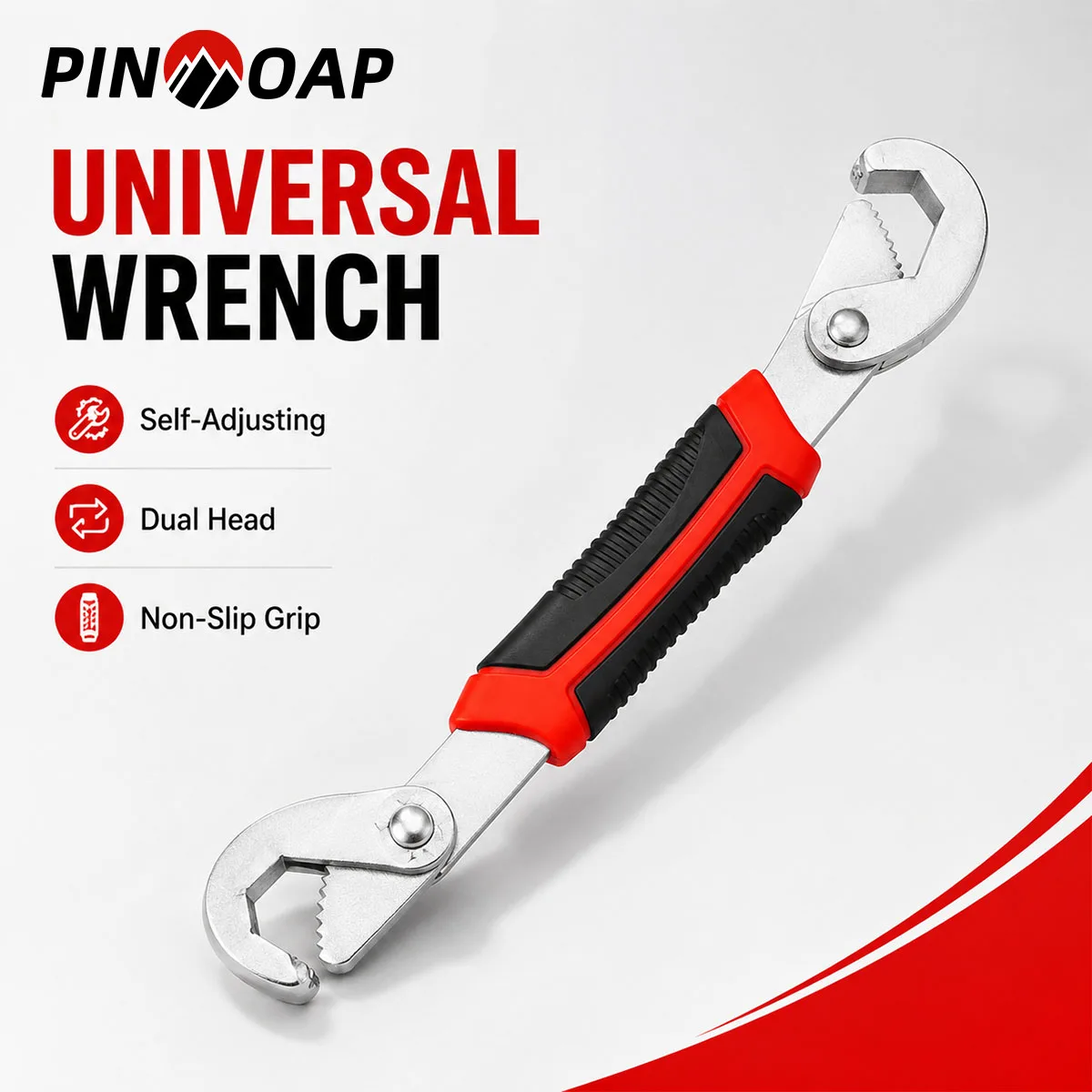 PINMOAP 1PC Double Head Adjustable Wrench Universal Dual End Spanner Heavy Duty Hand Tool For Car Bike Plumbing Home Repair