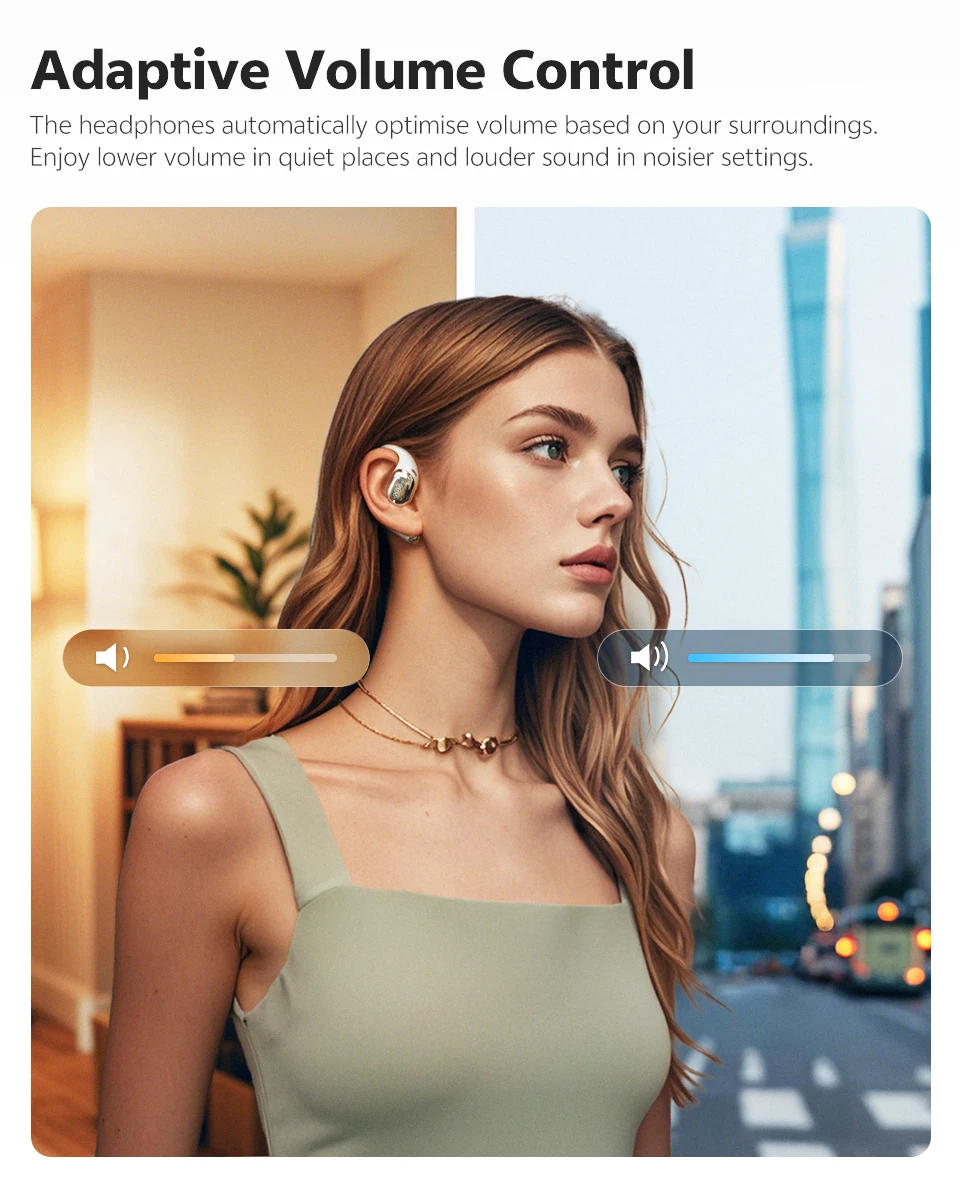 QCY Crossky R70 Open-Ear-Funkkopfhörer, Hi-Res LDAC Audio, Bluetooth 6,0-Kopfhörer, 4 Mikrofone, HD-Anruf, IPX5-Ohrbügel, Sport-Ohrhörer – Detail 7