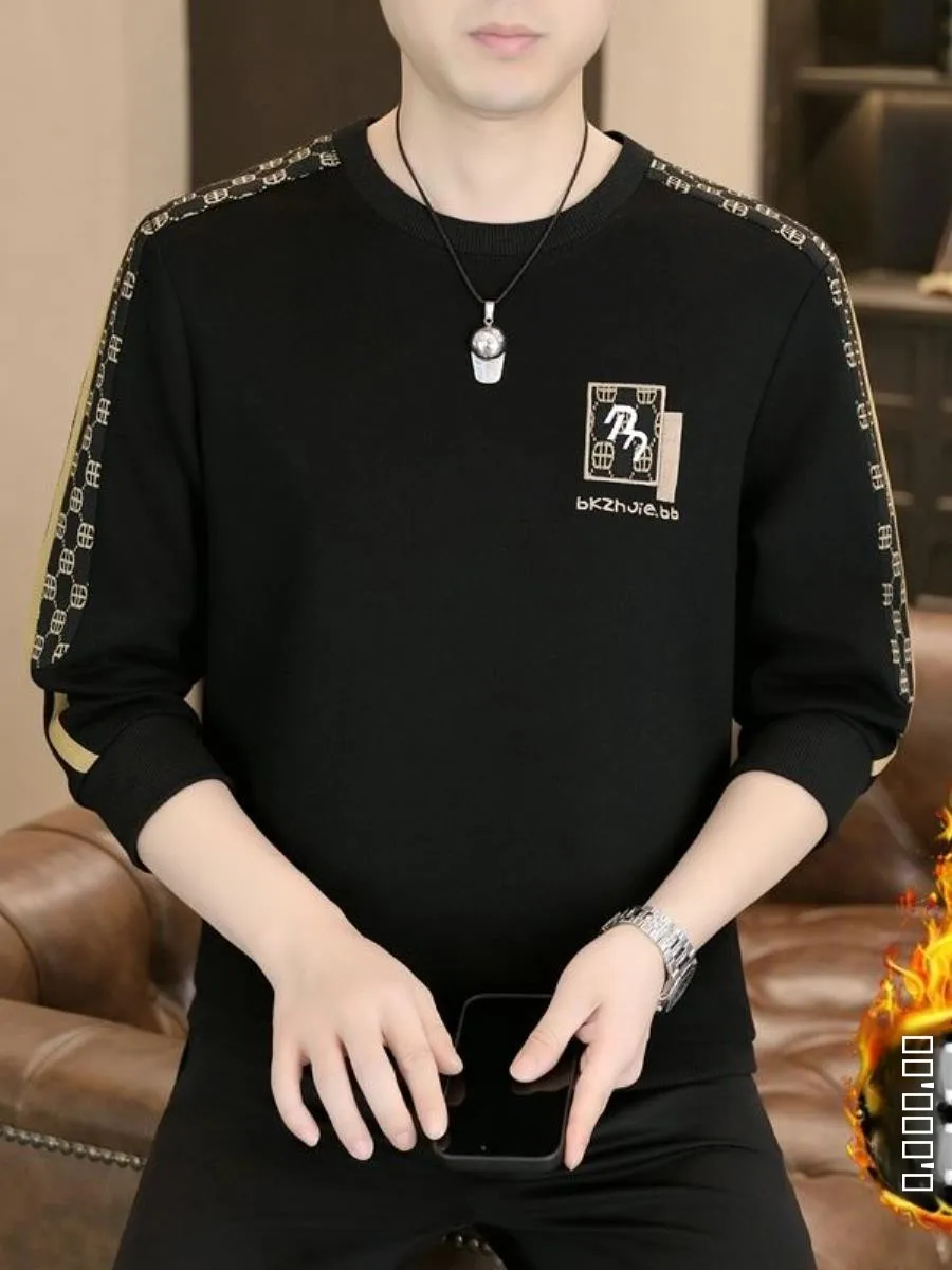 

Новая зимняя утепленная флисовая толстовка с капюшоном, мужская повседневная кофта с круглым вырезом и длинными рукавами, модная универсальная теплая базовая одежда