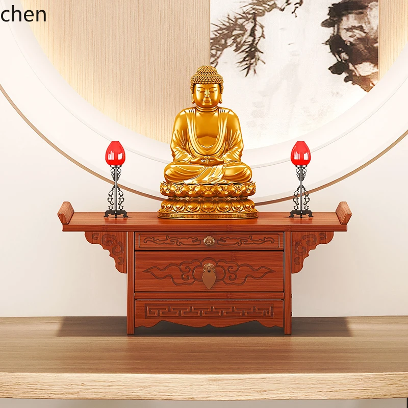 

QZT Household Offering Table Storage Rack Altar Incense Case Offering Table Decoration Elevated Small Altar Base Worship Table
