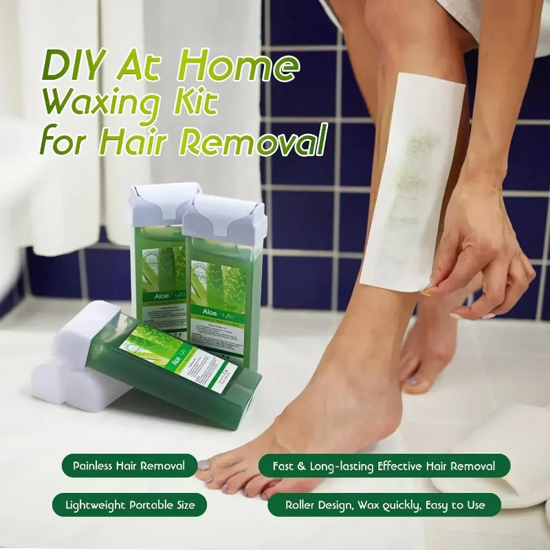 2026 Aloe Painless Wax Roll set & With Wax Cartridges And Wax Strips 3 In 1 Soft Wax Heater Kit Wax Paper Waxing Removal Warmer