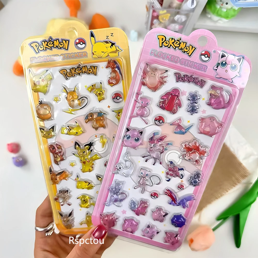 

4pcs Kawaii Anime Pokmeon 3D Puffy Stickers Cute Cartoon Pikachu Squirtle Relief Sticker Guitar Laptop Phone Reward Decals Gift