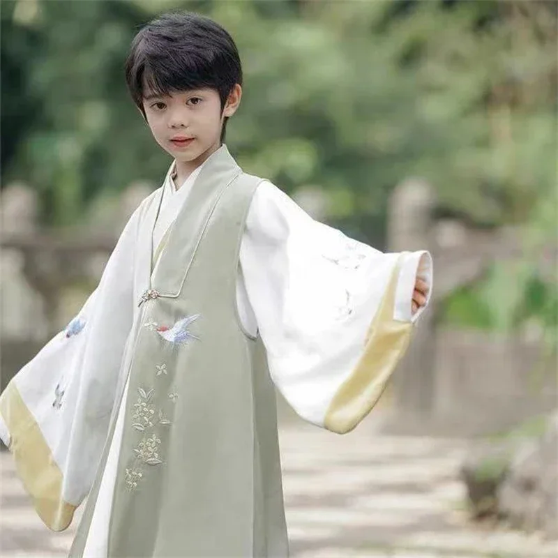 Hanfu chinesische Schwalbe Stickerei Kleid Bühne Outfit Baby Boy Tang Anzug Kinder altes traditionelles Kostüm