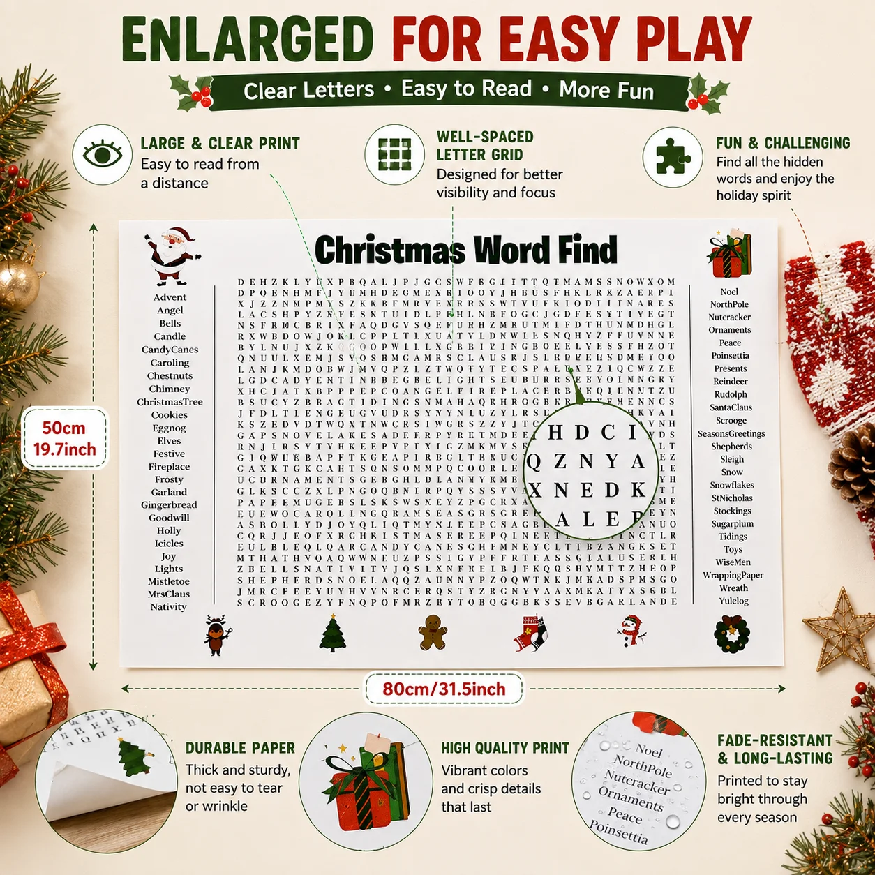 1 Pc Christmas Word Find Poste - Party Games Pc review and price