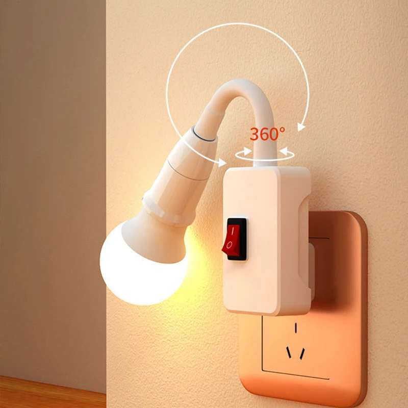 Led Energy-saving Night Light Bedside Lamp Wall Lamp Socket Type Plug-in With Switch