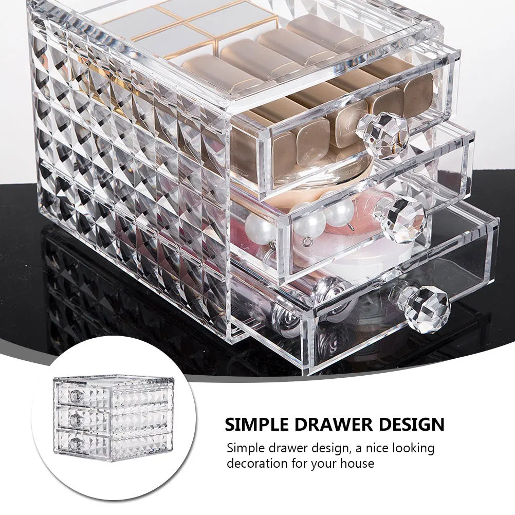 Organizer per trucco in acrilico trasparente, cassetto portaoggetti di grande capacità, scatola da tavolo per pennelli, rossetto, matita per sopracciglia