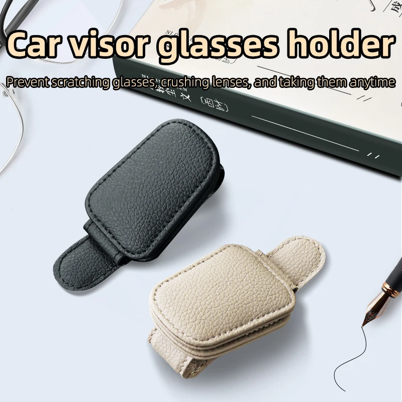 Suporte Magnético de Couro JFBONIN para Óculos de Sol com Clipe para Quebra-Sol de Carro e Armazenamento de Bilhetes - Acessório para Óculos de Sol e Quebra-Sóis