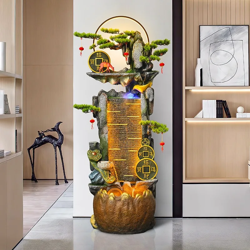 Ruyi flowing water ornament cycle makes money feng shui wheel landing feng shui ball living room rockery fountain company