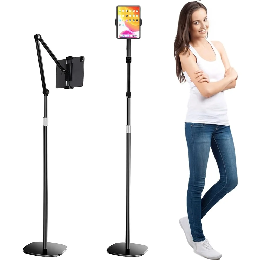 Oatsbasf Phone Tablet Floor Stand Angle Height Adjustable Lazy Support Stand Desktop Live Broadcast Stand for 4.7-12.9