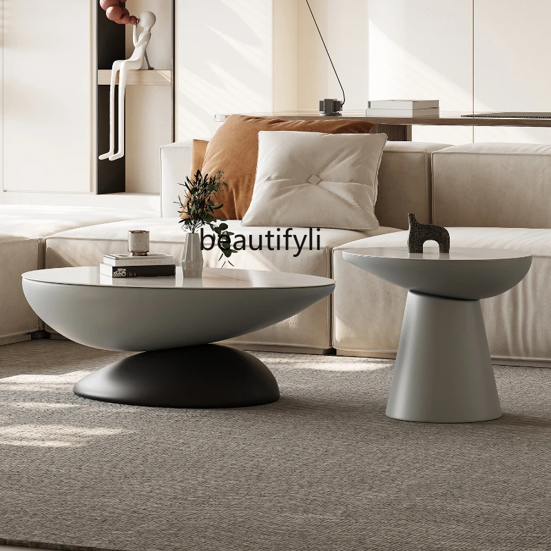 Italian-Style Light Luxury Living Room Combined Tea Table Personalized Pebble Tea Table