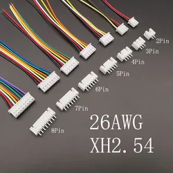 5Sets JST XH 2.54 Connector Female + Male Housing 2/3/4/5/6/7/8 Pin Plug XH 2.54mm Pitch Terminal With Wires Cable 26AWG 10/20CM