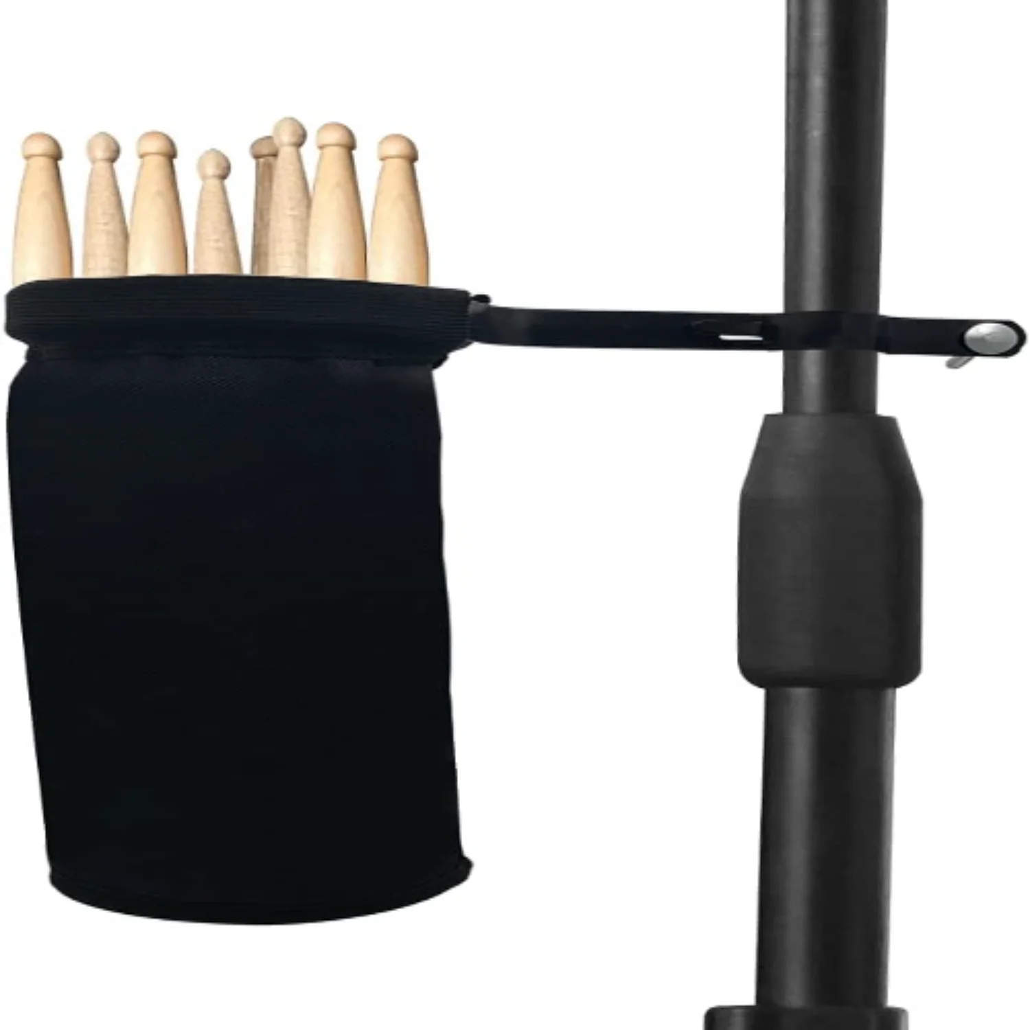 Drumstick-Röhrentasche, schwarz, zylindrischer Drumstick-Halter, Nylontuch, Metallclip, robustes Zubehör für Percussion-Trommelinstrumente
