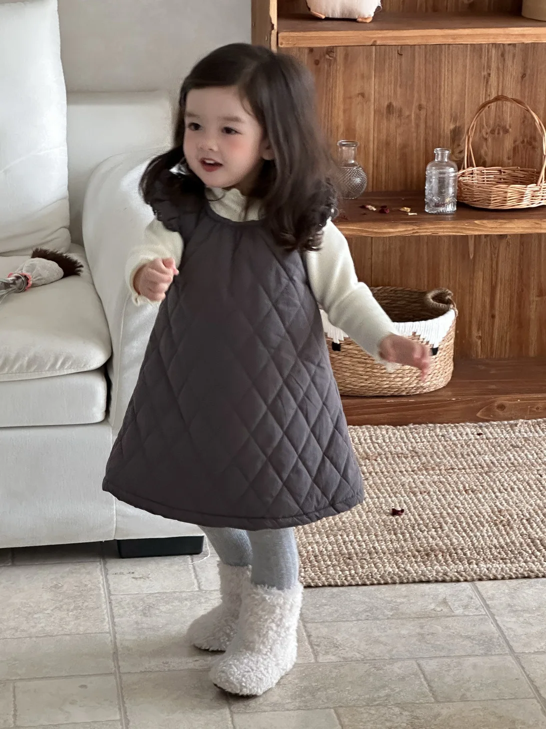 Toddler Cotton Warm Dress Infant Clothes 2025 Winter New Baby Sleeveless Strap Dress Plus Velvet Thick Girls Vest Dress Solid