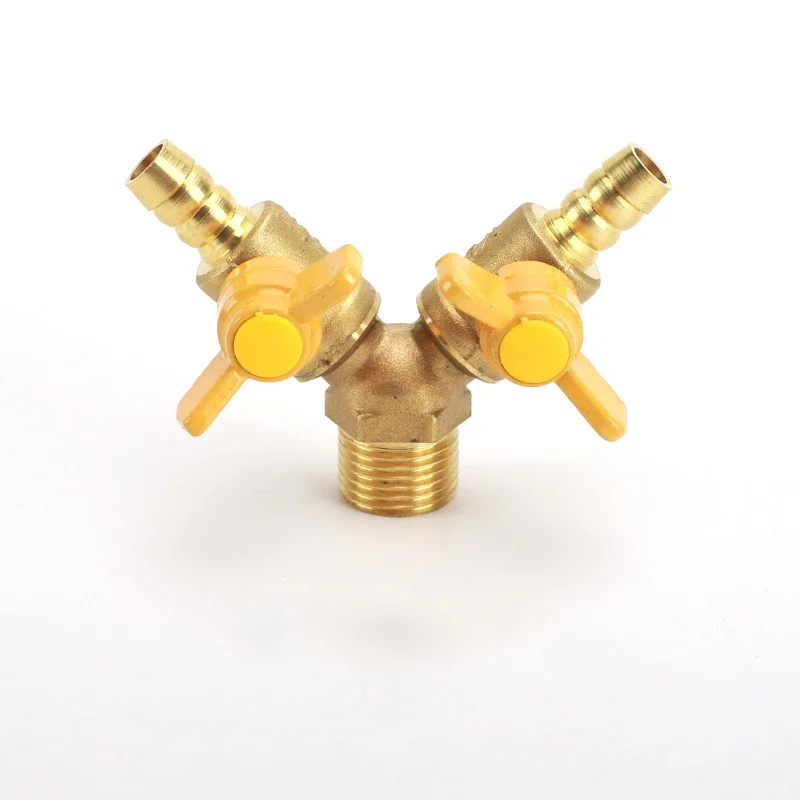 1/2" Brass Gas Three-Way Valve Natural Gas Hose Pagoda Head Intubation Gas Connector Liquefied Gas Three-Way Ball Valve