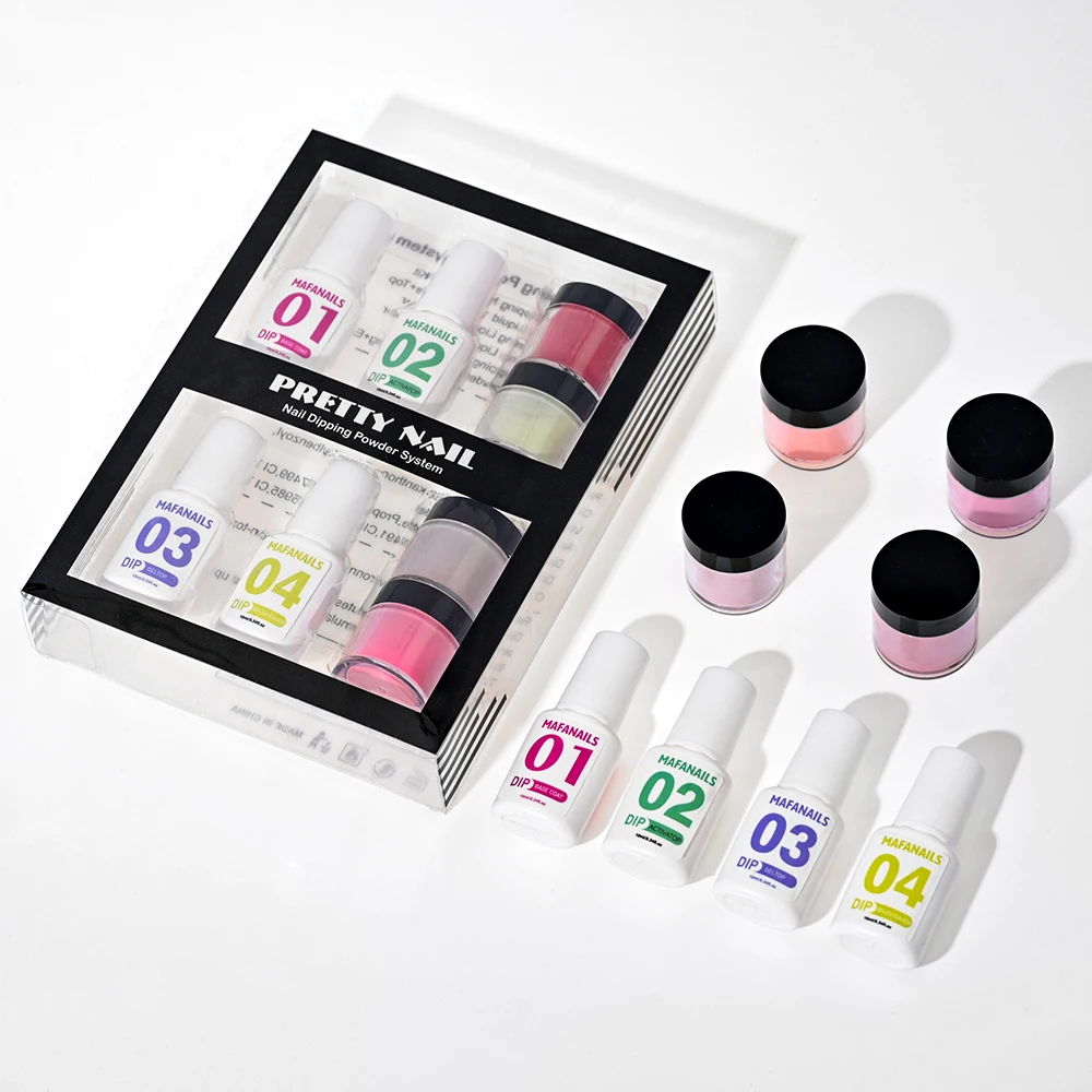 1 Box Nail Dipping Powder and Liquid Set 4pcs Dipping Powders Essentials Kit & 4pcs Dip Powder Without UV Lamp Nail Art Design *