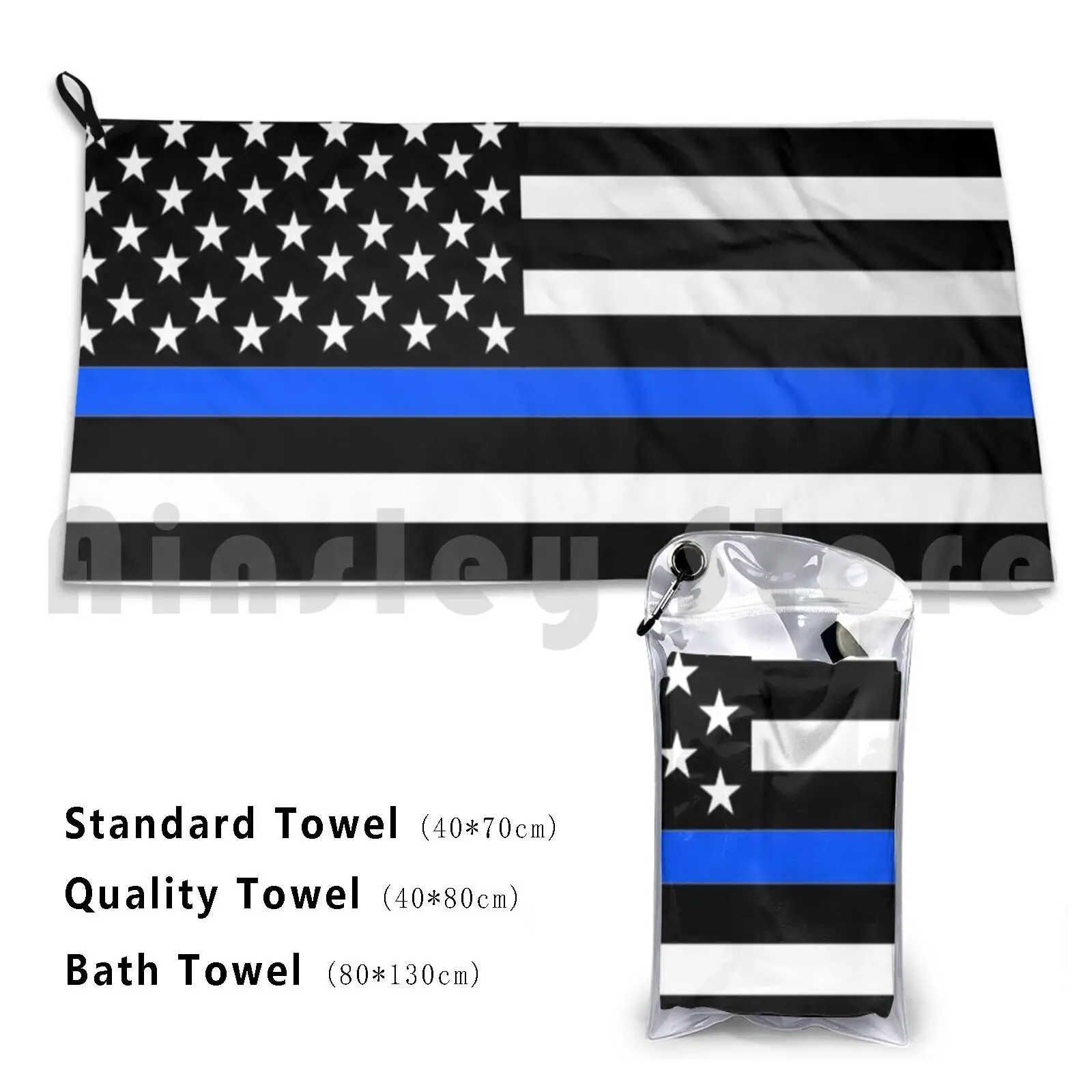 Towel Thin Blue Line Lives Matter Police American America Usa Flag Cover Pattern Patriotic Law Officer Enforcement July 4th