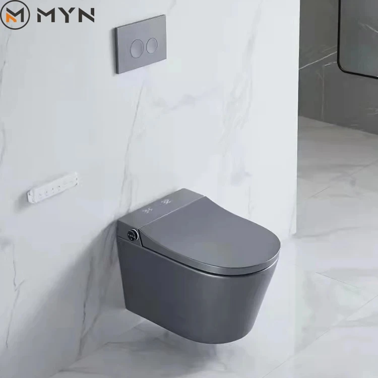 

Умный унитаз 2024 года с функцией биде, автоматической самоочисткой, подогревом сиденья, экономией воды, интеллектуальными функциями и безопасными режимами, черно-серый, класса люкс