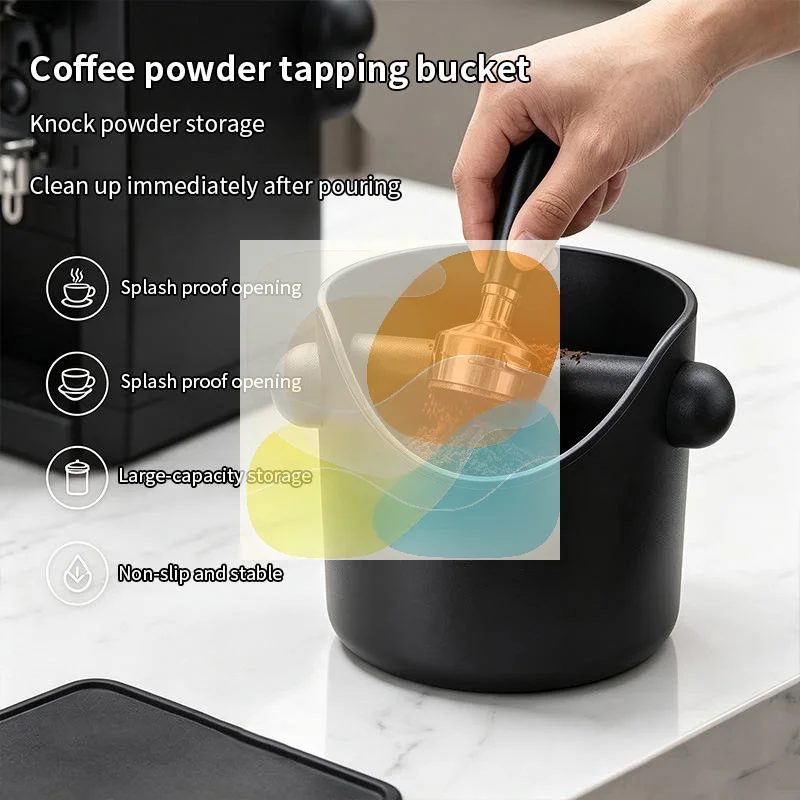 Espresso Coffee Tamper Set 1/3Pcs Wood Handle Knock Box Anti Slip Mat Durable for Long Term Daily Coffee Brewing Use