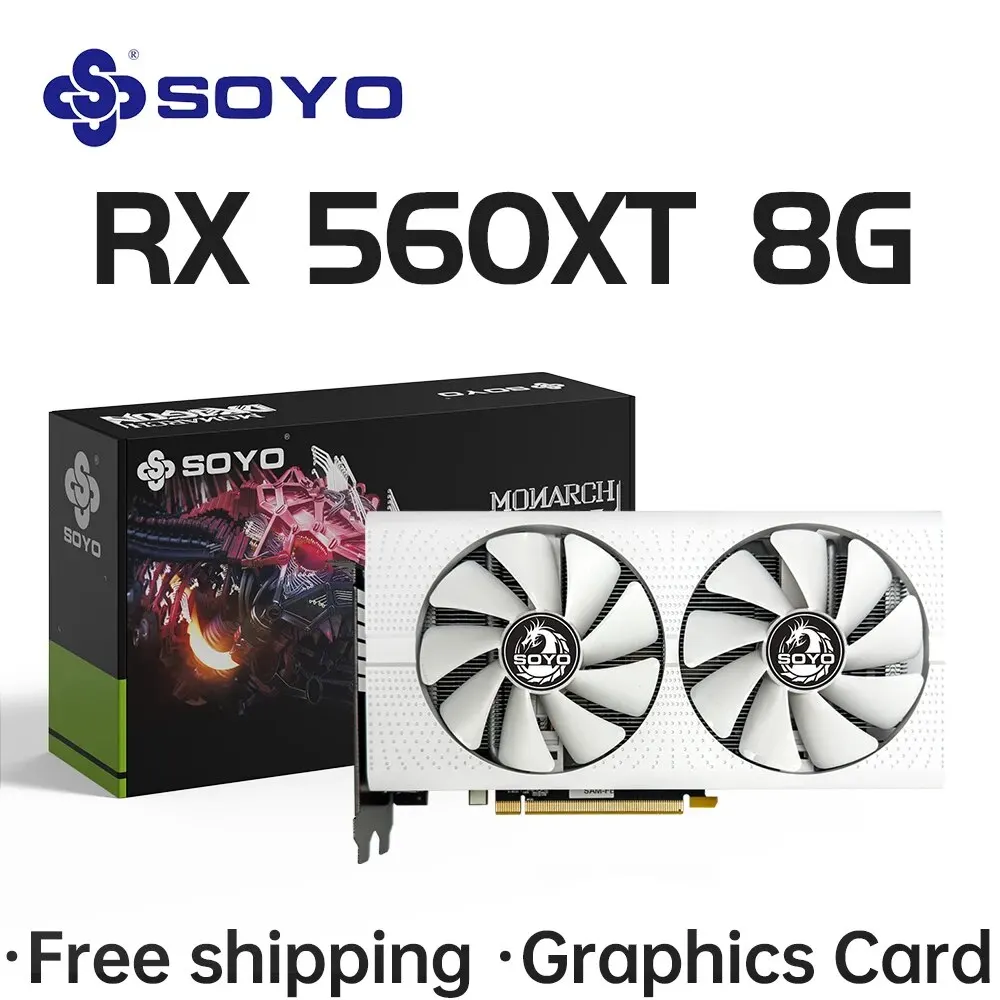 SOYO Graphics Card AMD Radeon RX560XT 8GB 256Bit GDDR5 RX 560XT Video Gaming Cards HDMI-compatible Desktop Computer Components