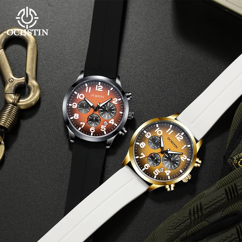 

OCHSTIN мужские кварцевые часы с магнитной пряжкой, резиновый ремешок из нержавеющей стали, мужские часы, новая распродажа, часы Glory Gradient Series