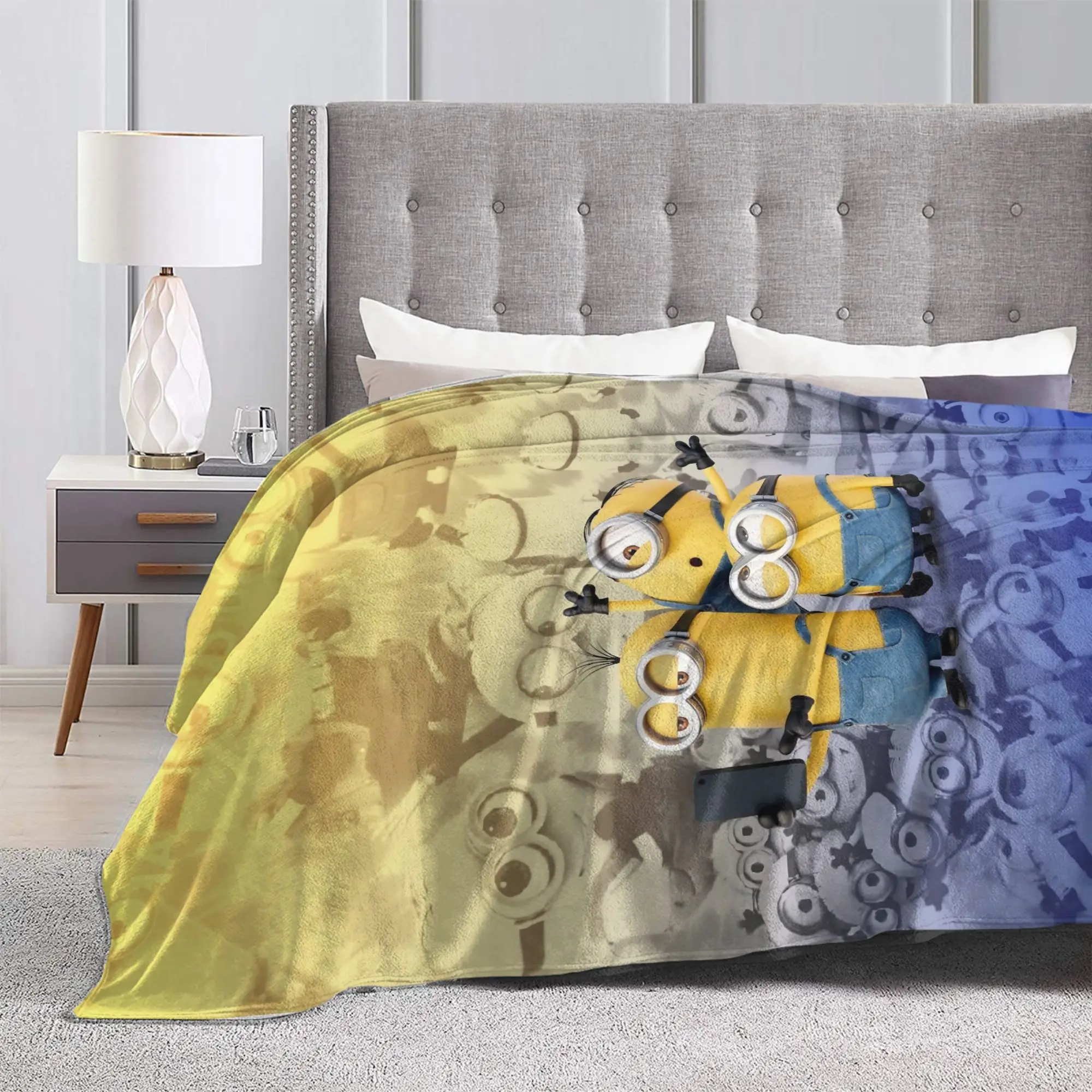 Cute Anime M-Miniones Blankets Fleece All Season  Portable Soft Throw Blanket for Home Car Quilt