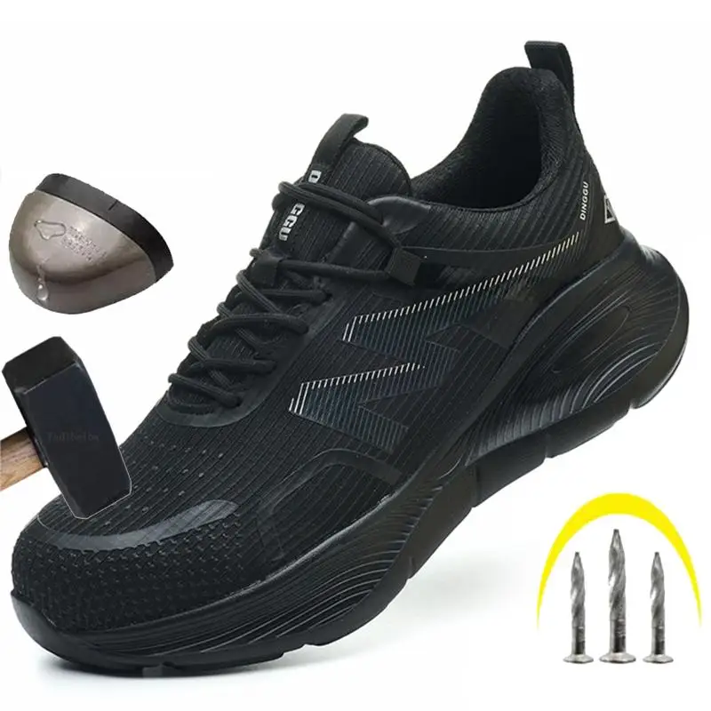 New Work Boots Steel Toe Safety Shoes Men Work Shoes Sneakers Lightweight Anti-Puncture Safety Shoes Men Warehouse Boots