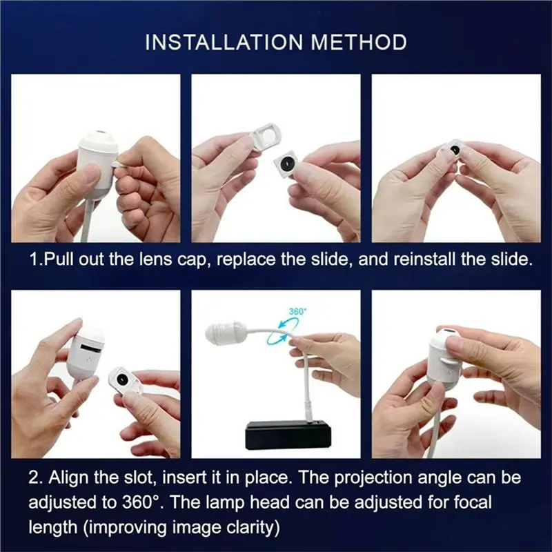 [NEWA08R】 USB Projector Lamp With Brightness Touch Control 2-In-1 Night Light And Star Projector