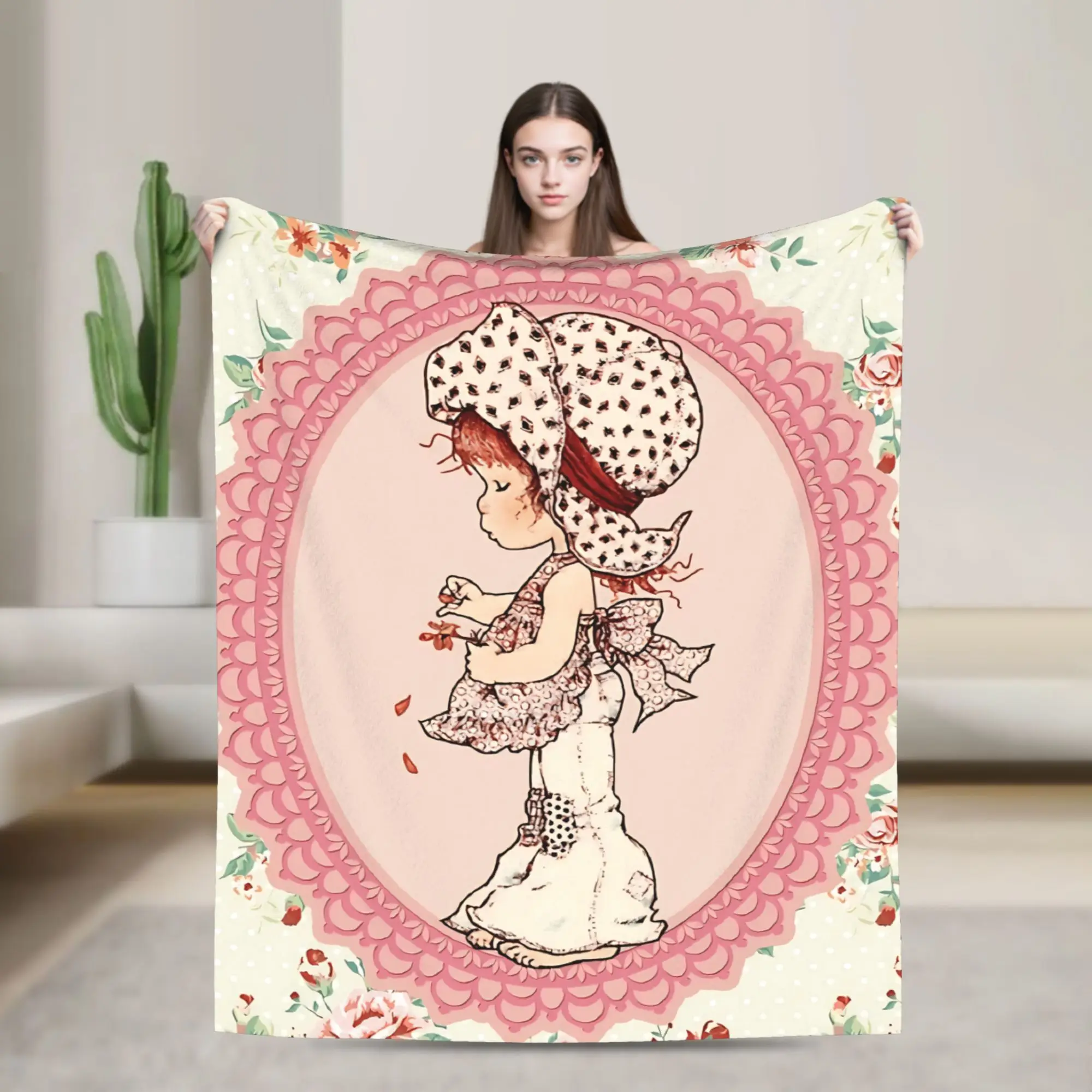 Girl Sarah Kay with flower Blanket Quality Super Warm  Throw Blanket Spring Decorative Bedroom Aesthetic Bedspread