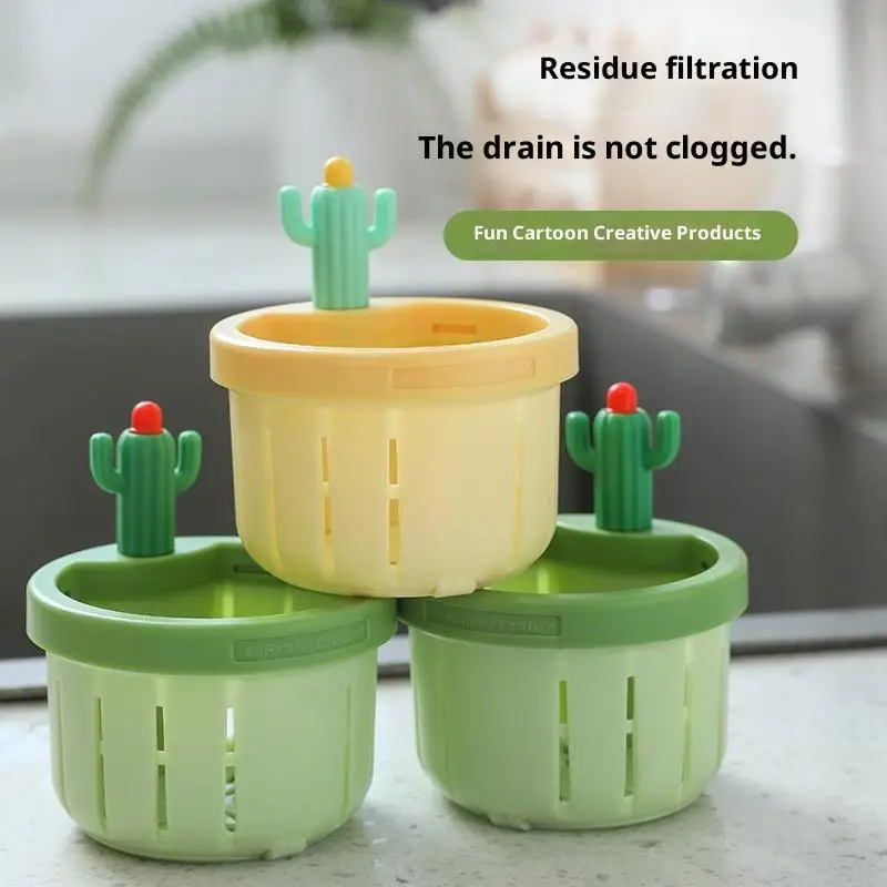 

1PCS Cactus Shaped Kitchen Sink Strainer Basket Food Grade Plastic Drain Catcher Quick Draining Food Scrap Filter for Kitchen