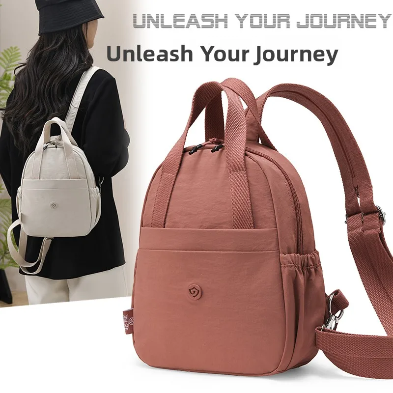 Faionable  Double oulder Bag for Women Lightweight Commuter ort Trip Travel Student Bag Soft Nylon Material Zipper ...