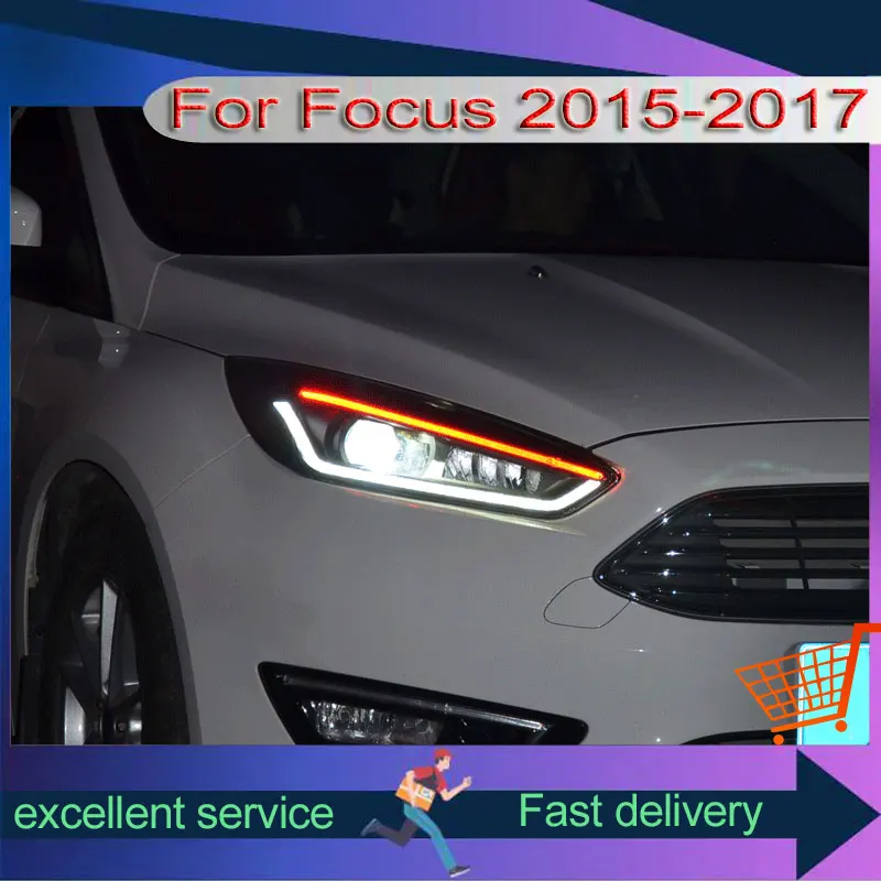 

New Style Headlights For Ford Focus 2015-2017 Refit Car Assembly Front Lamp LED DRL Dual Lens Xenon Dynamic Turn Signal Lights