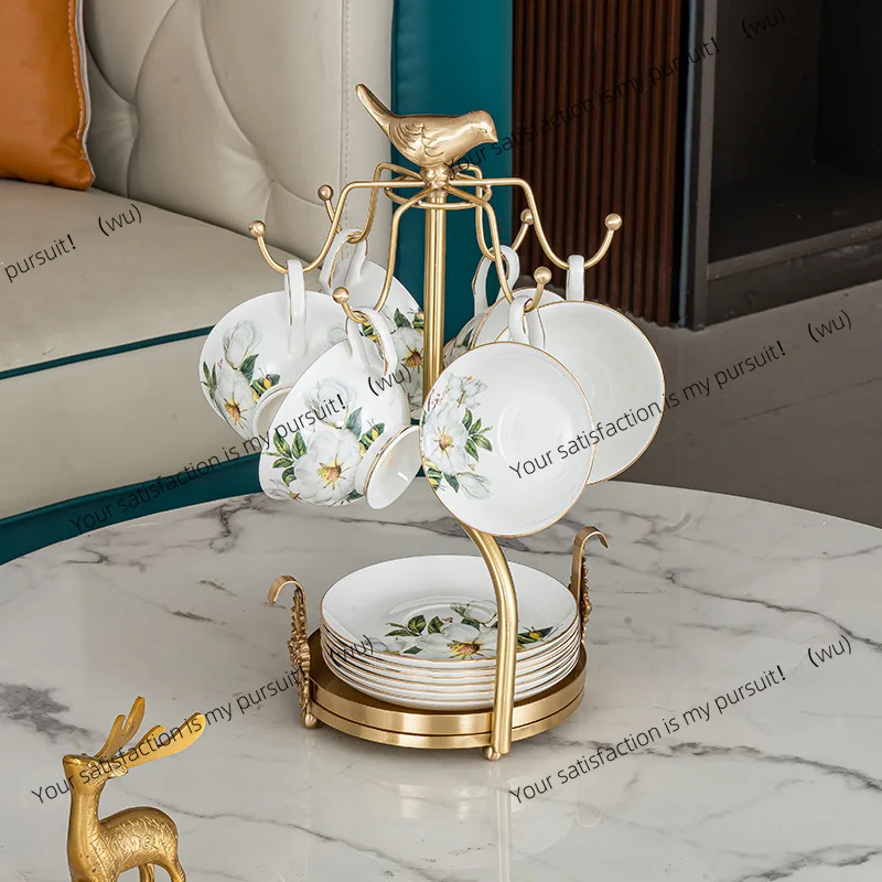 

Brass Bird Coffee Cup Holder Modern Simple Living Room Dining Table Shelf