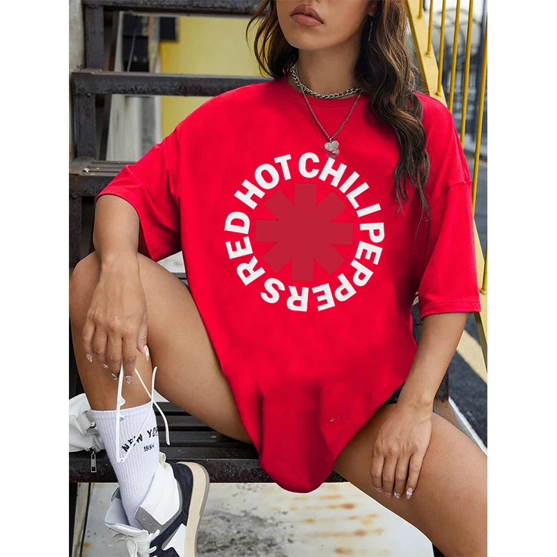 Red Hot Chili Peppers Vintage Distresed Asterisk Tshirt Donna Uomo Streetwear Manica corta Moda casual O-Collo Top in cotone