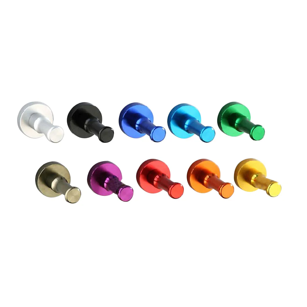 10pcs Solid Aluminium Wall Hooks Rust Resistant Bathroom Kitchen Towel Holder Random Color Easy Install Coating