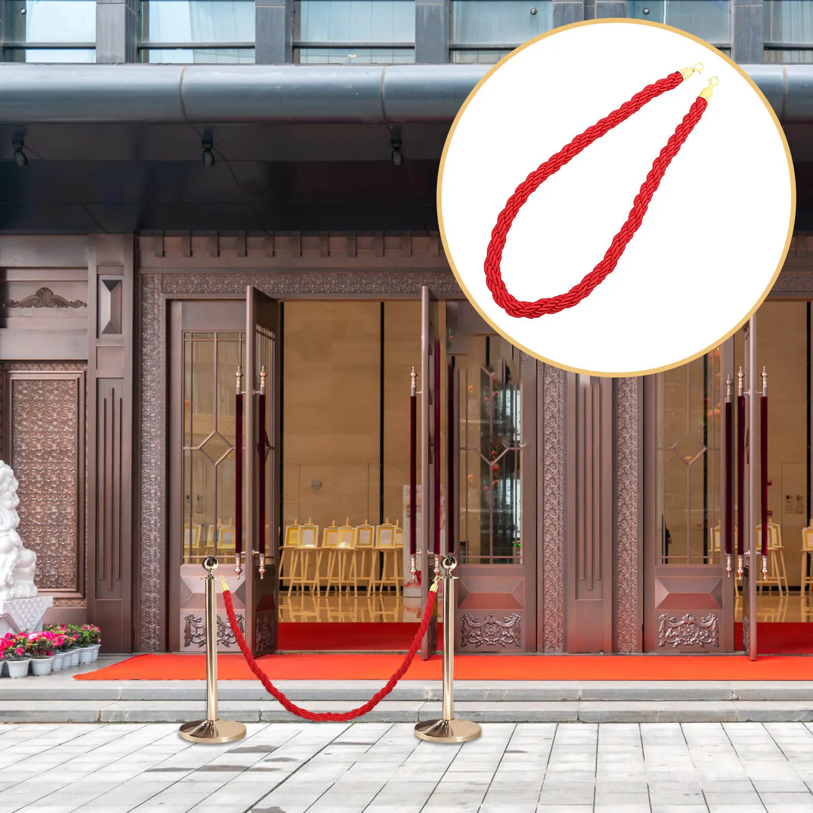 

1.5m Guardrail Lanyard Blue Metal Hook Queue Barrier Rope Crowd Control Stanchions Ropes Safety Warning Belt Labor Protection