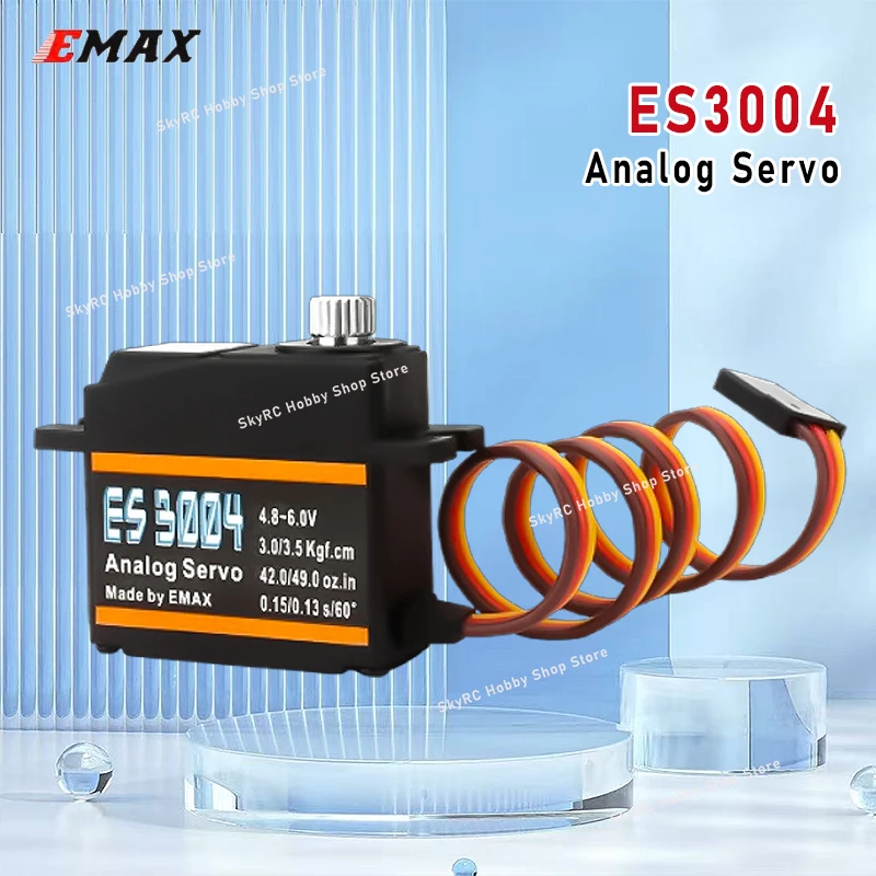 EMAX ES3004 Analog Servo, 20g, 3.5kg Torque, 0.13sec Speed, 23T Metal Gear, Upgrade Version for ES3104, Fit for RC Airplane