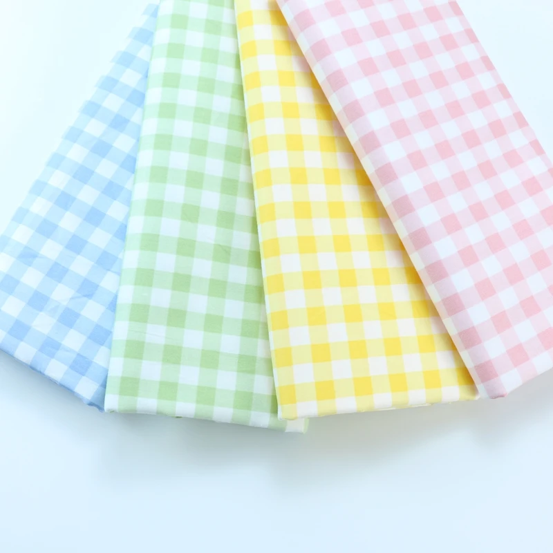 160x50cm Cotton Twill Lattice Fabric Fruit Color 1cm Plaid, for Dress Pajamas Nursery Bedding Sewing Cloth