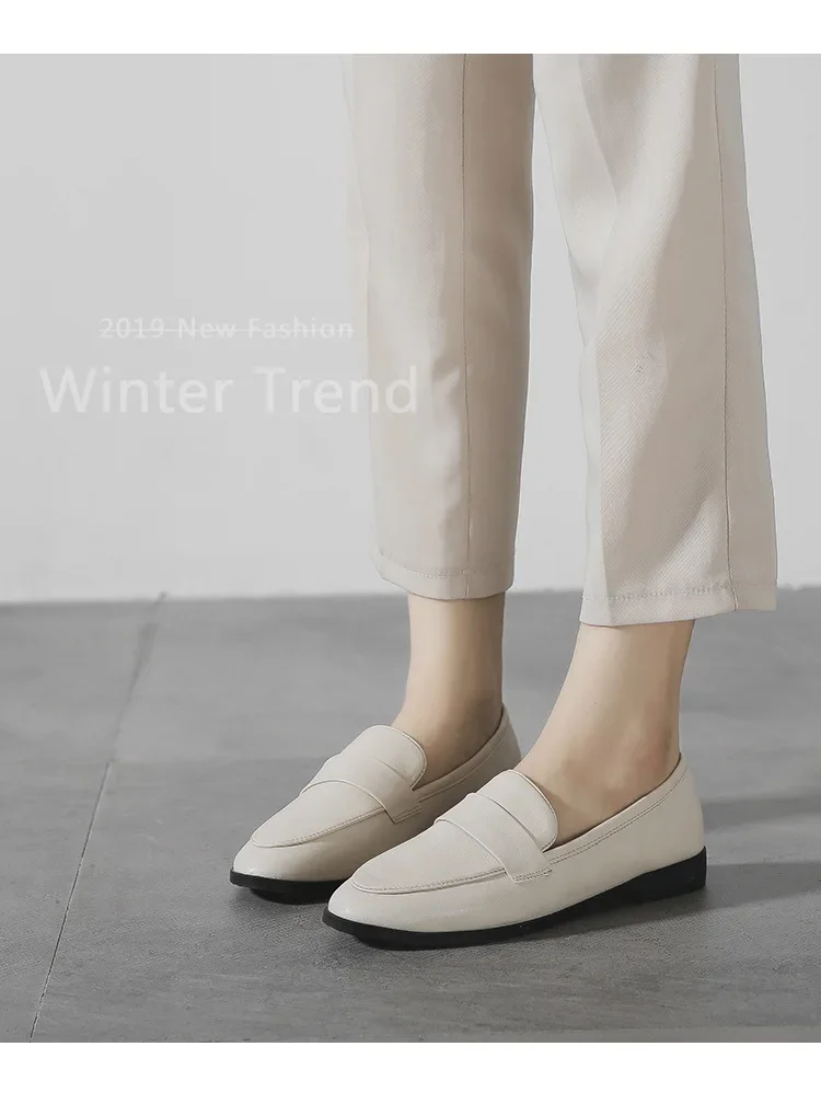 Damen Freizeitschuhe Flache Frühlings- und Herbstschuhe Neue Kleine Lederschuhe Vintage Vielseitige Loafer Britischer Stil Modisch Rutschfest – Detail 4