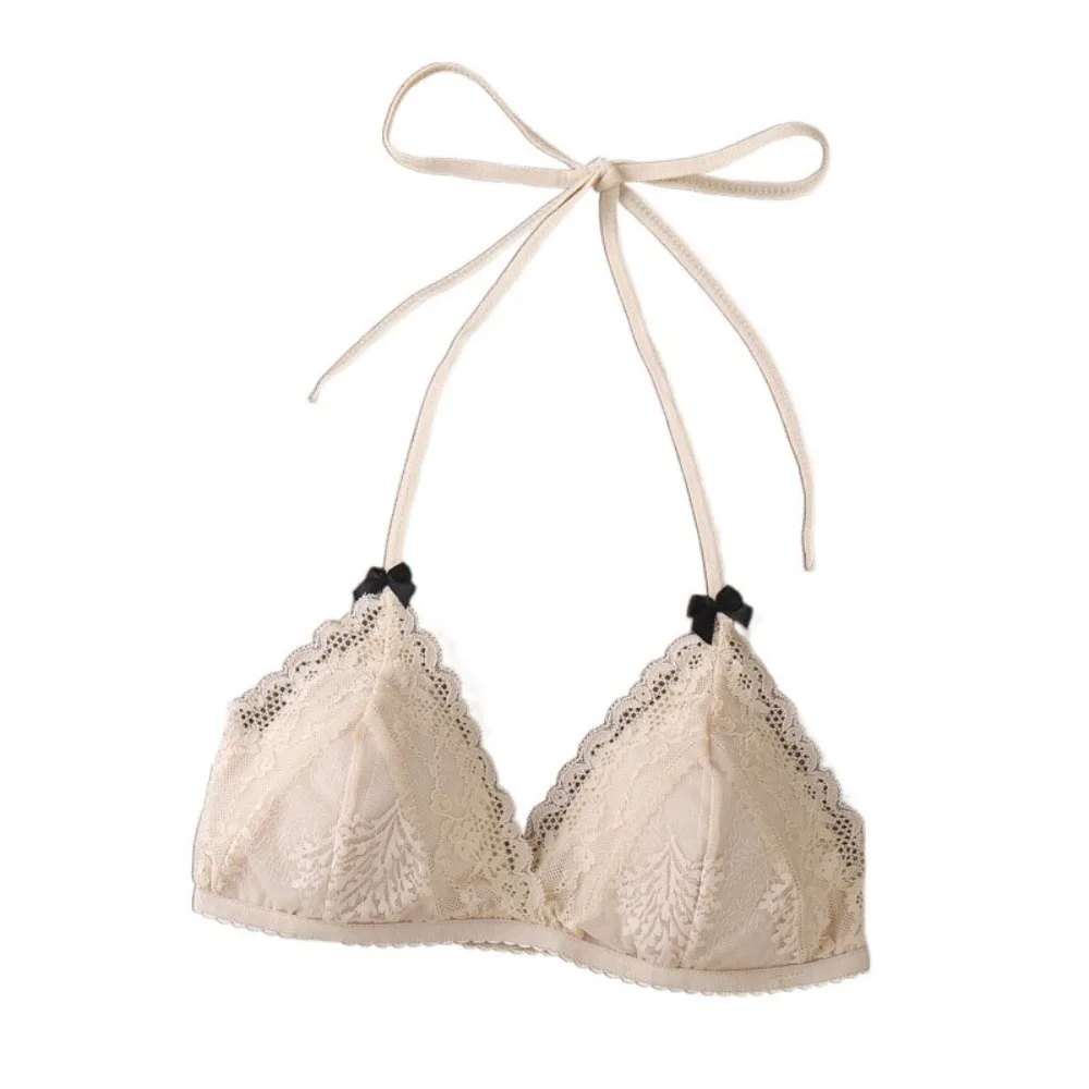 Reggiseno push up in pizzo traspirante con lacci senza fili con scollo a V profondo antiurto anti-cedimento Reggiseno push up in rete Biancheria intima sottile Regali da donna